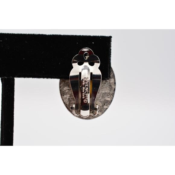 Givenchy Crystal Clip Earrings Baguette Rhinestone Oval Silver Tone Signed 9D - Picture 9 of 12